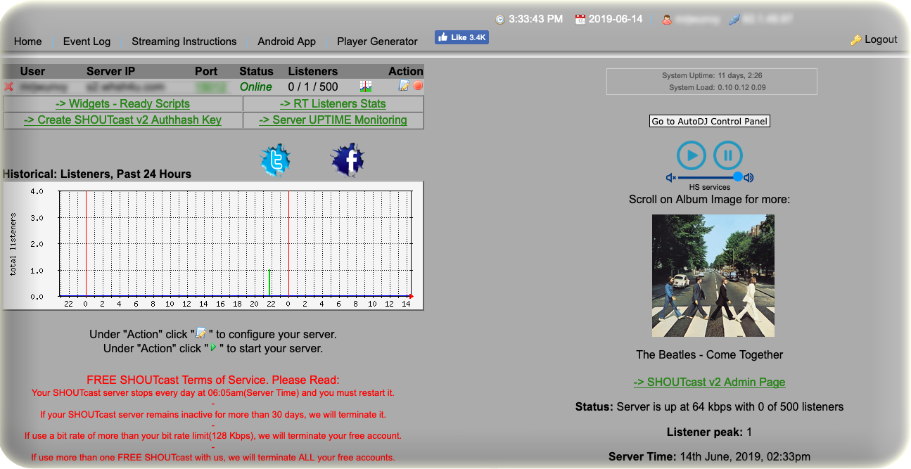 FREE SHOUTcast Control Panel FREE SHOUTcast Control Panel