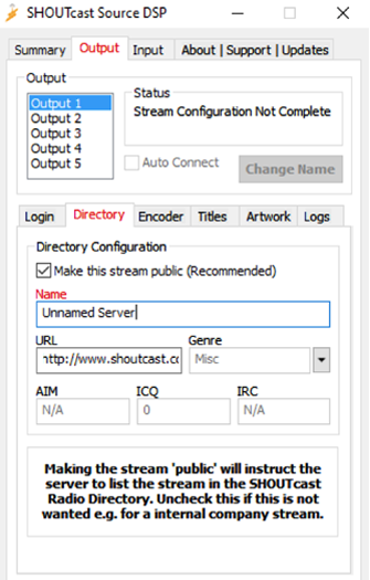 SHOUTcast DSP Name Server