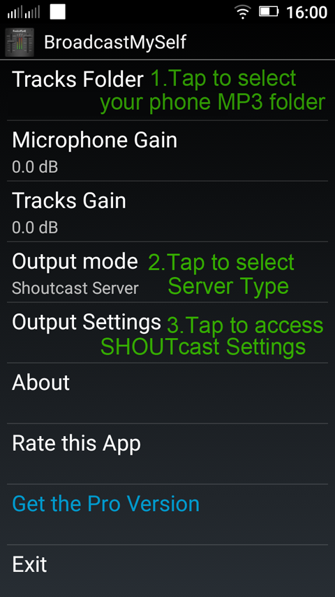 BroadcastMySelf Settings