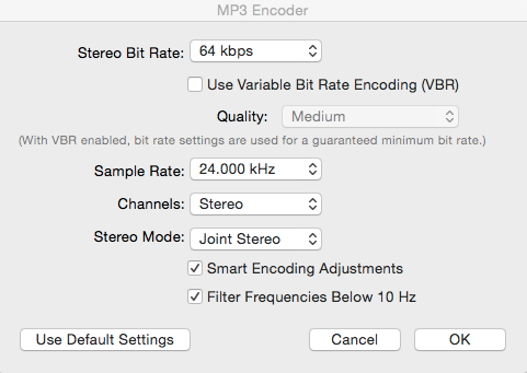 itunes mp3 conversion Settings